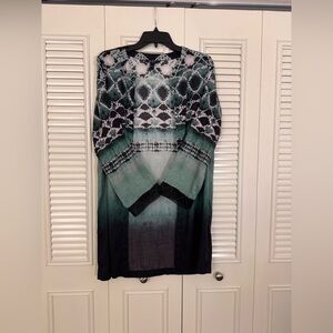 Nishat Linen Pret Women’s Kimono Style Tie Dye Green Coverup Cardigan Small Size